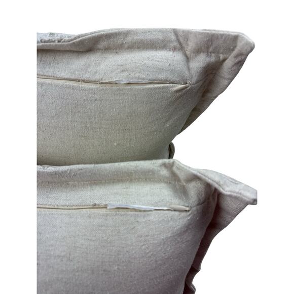 Luxury Throw Pillows Embroidered Rectangular Decor Linen Blend Natural 20”X14” - Picture 8 of 14